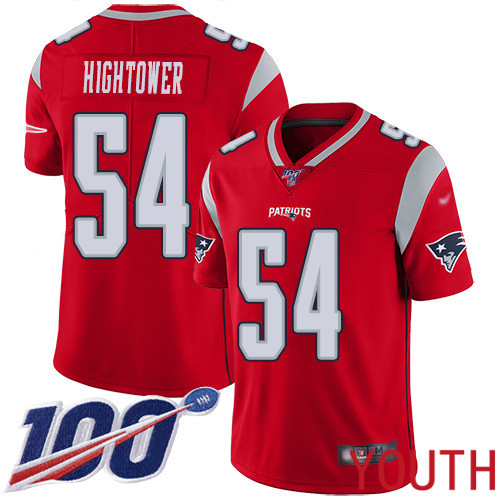 New England Patriots Football #54 100th Season Limited Red Youth Dont a Hightower NFL Jersey